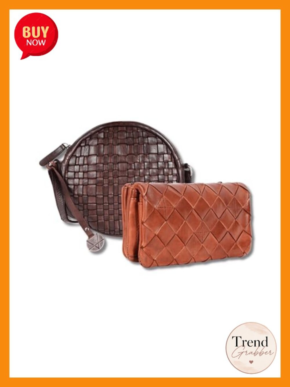 Genuine Leather Crossbody Bag & Wallet Set for Women Zipper